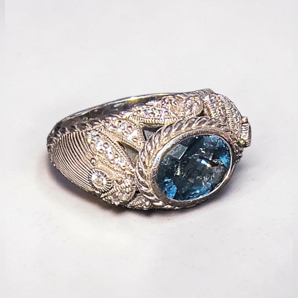 Judith Ripka London Blue Topaz, CZ And Sterling Silver Cocktail Ring